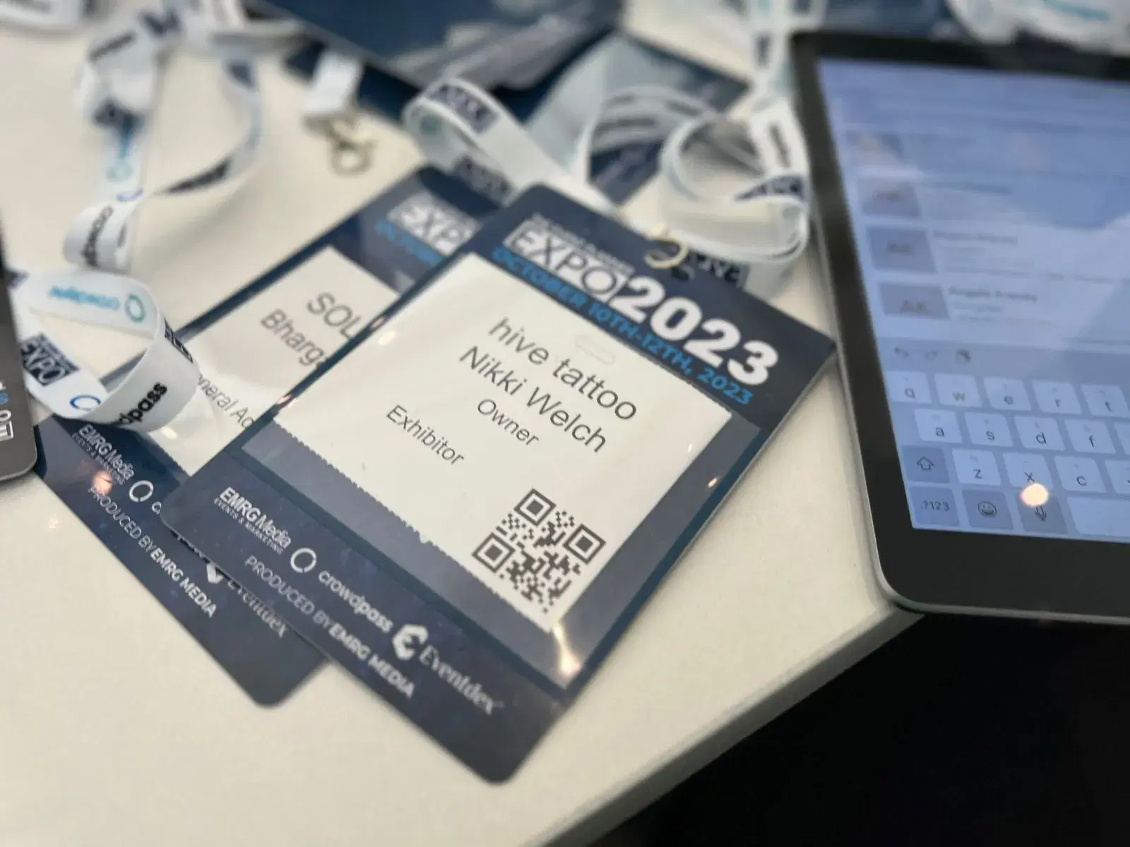 Attendees using CrowdPass branded photo booth at an event