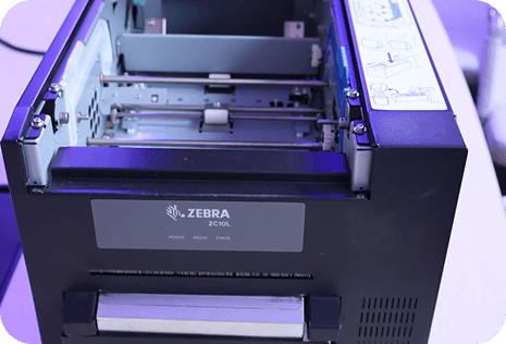 On-site badge printing setup at a conference