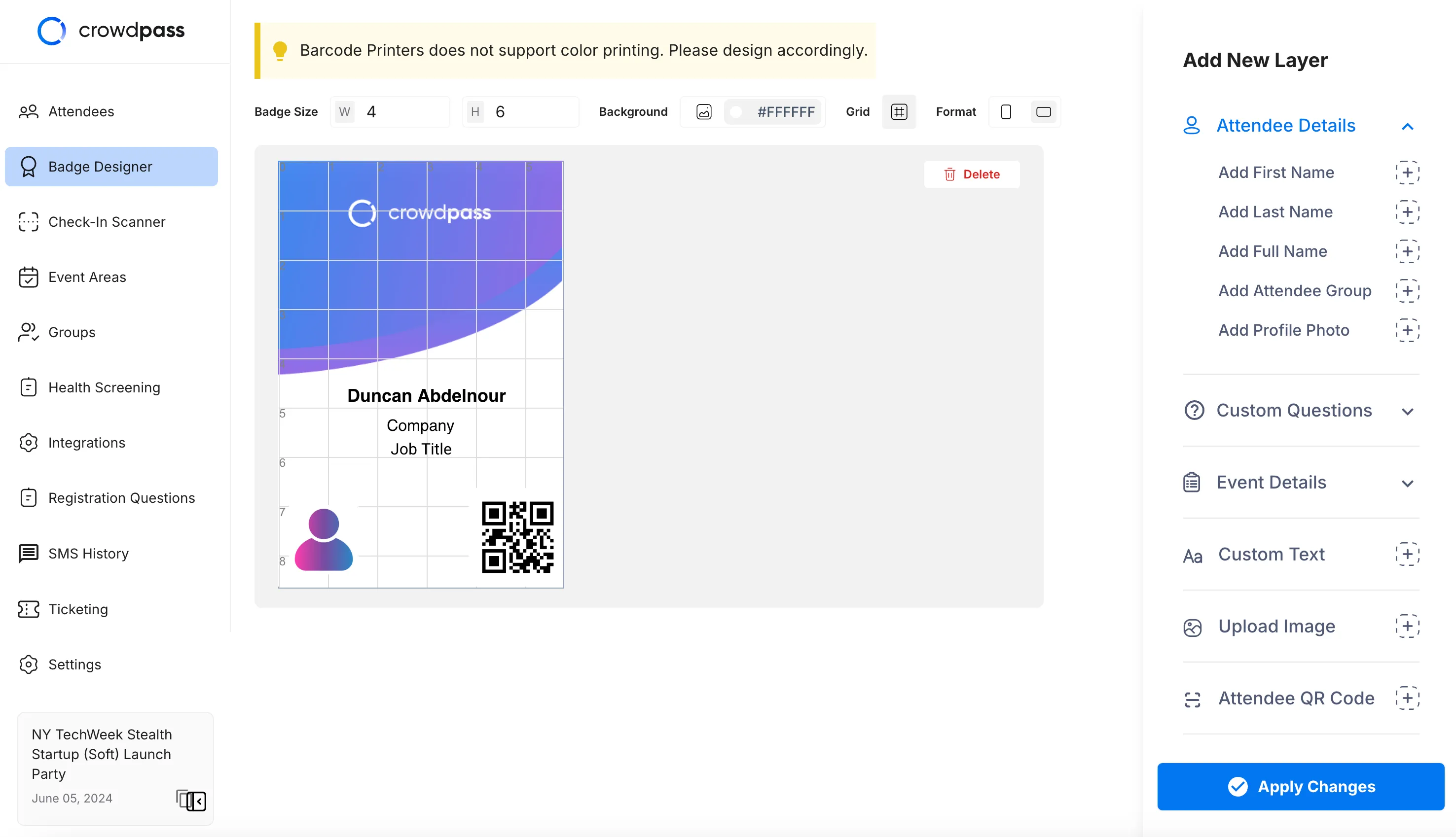 Badge Designer for onsite printing